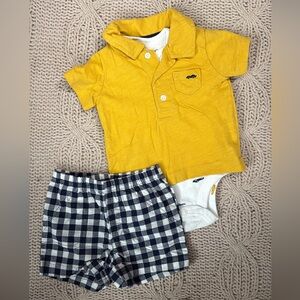 3-piece set (polo + short-sleeve onesie + shorts) | 3-month | Carter’s
